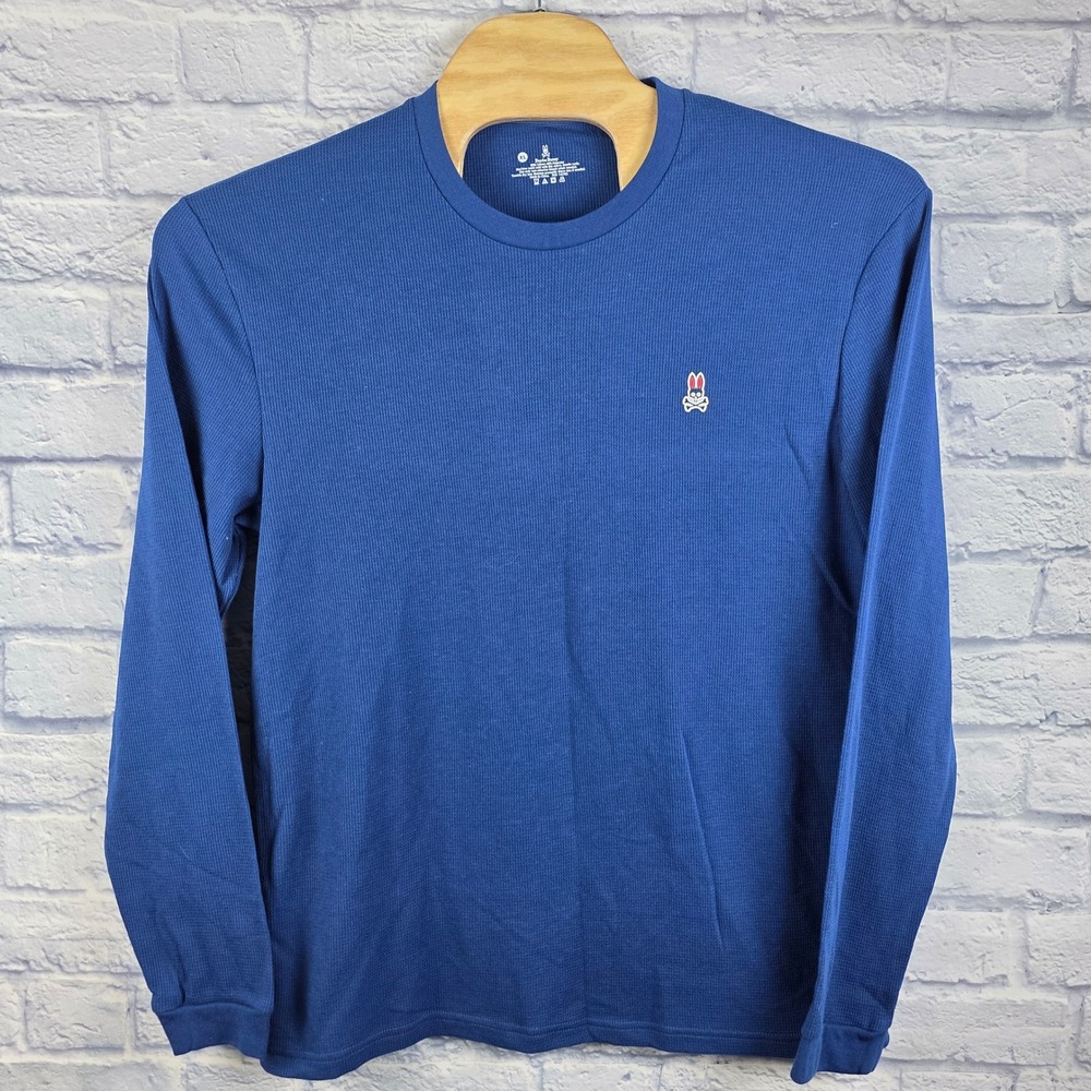 Psycho Bunny Men Blue Waffle Knit Long Sleeve Thermal Shirt Logo Size XL‎ - Picture 2 of 6